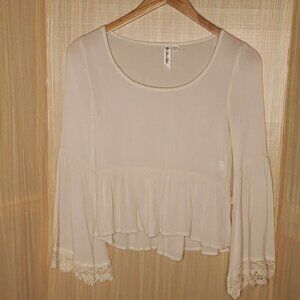 Others Follow Anthropologie Cream Boho Blouse XS
